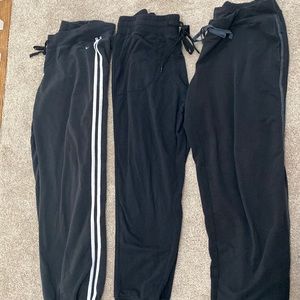 LOT Set of 3 danskin black joggers lounge pants exercise black and white stripe